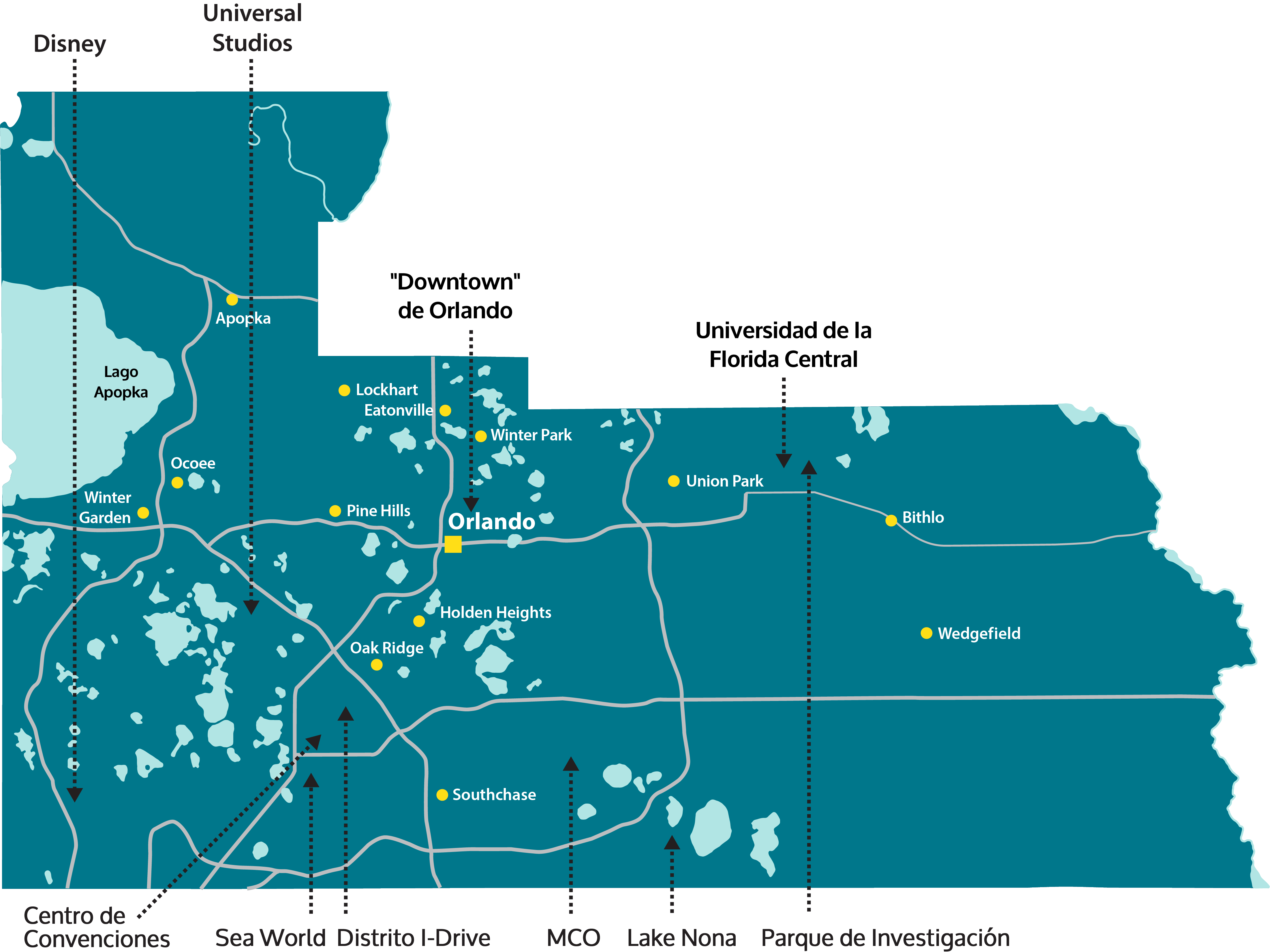 Mapa del Condado de Orange Nuevo