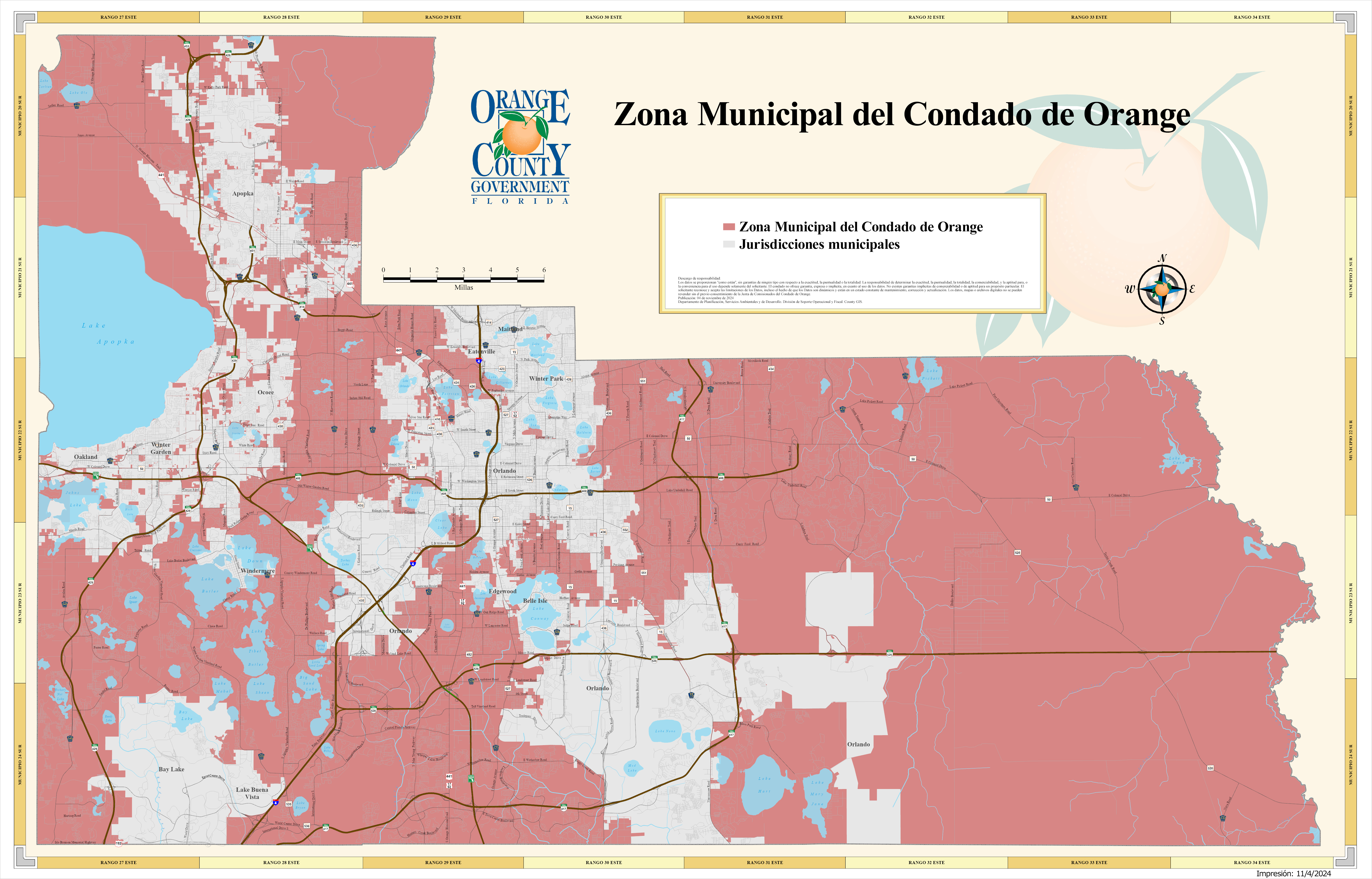 Mapa de Zonas Municipales del Condado de Orange